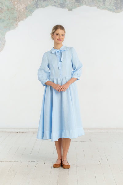 Jasmine Nursing Dress, 3/4 Sleeve, Skye Blue