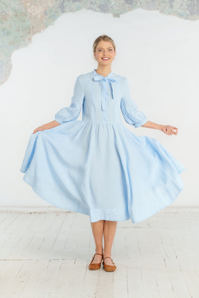 Jasmine Nursing Dress, 3/4 Sleeve, Skye Blue