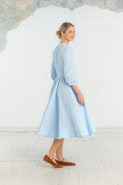Jasmine Nursing Dress, 3/4 Sleeve, Skye Blue