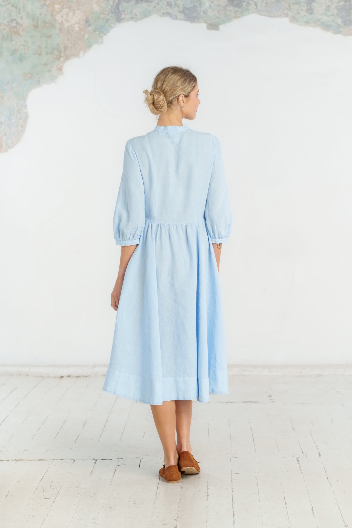 Jasmine Nursing Dress, 3/4 Sleeve, Skye Blue