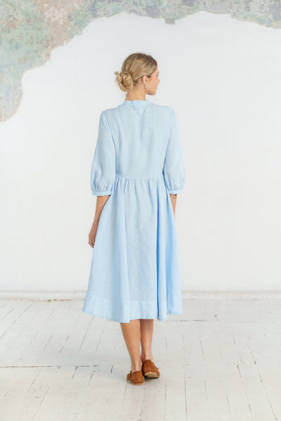 Jasmine Nursing Dress, 3/4 Sleeve, Skye Blue