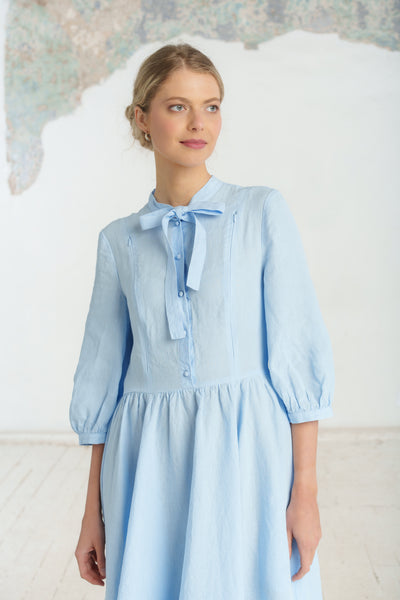 Jasmine Nursing Dress, 3/4 Sleeve, Skye Blue