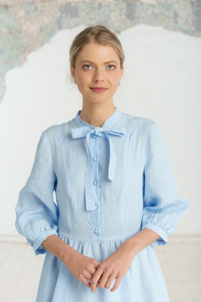 Jasmine Nursing Dress, 3/4 Sleeve, Skye Blue