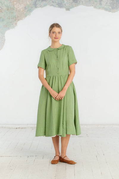 Classic Nursing Dress, Short Sleeve, Matcha Latte
