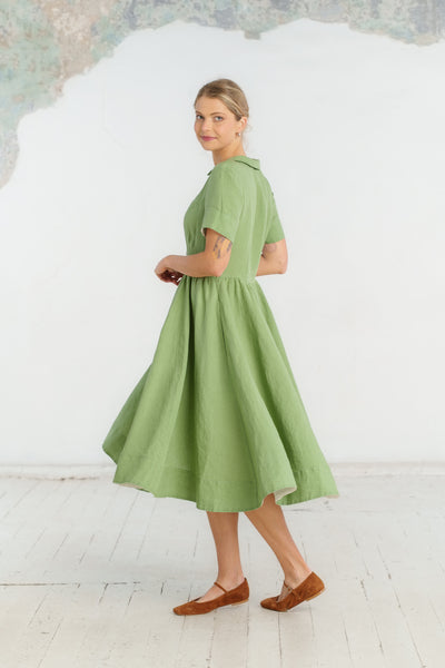 Classic Nursing Dress, Short Sleeve, Matcha Latte