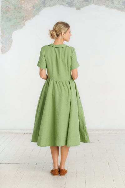 Classic Nursing Dress, Short Sleeve, Matcha Latte