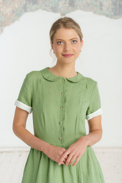Classic Nursing Dress, Short Sleeve, Matcha Latte