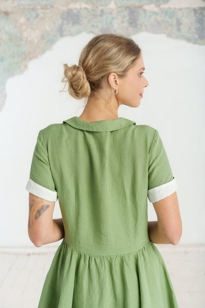Classic Nursing Dress, Short Sleeve, Matcha Latte