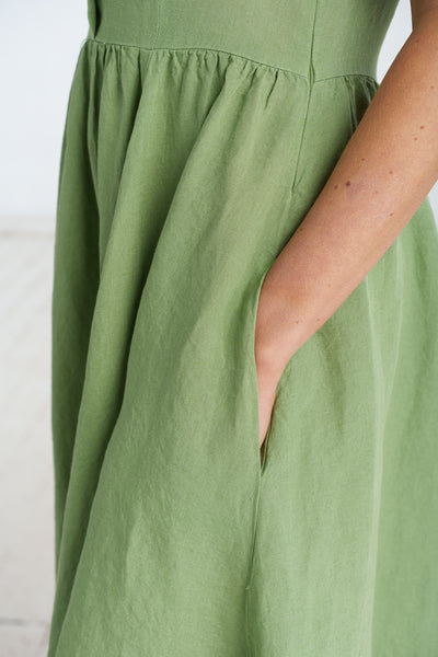 Classic Nursing Dress, Short Sleeve, Matcha Latte