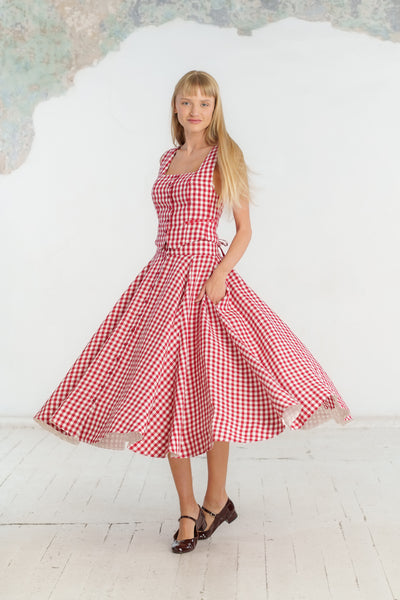 Evelyn Skirt, Red Gingham #color_red-gingham