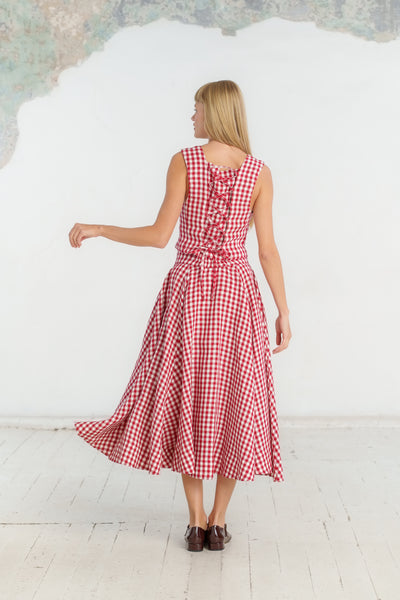 Evelyn Skirt, Red Gingham #color_red-gingham