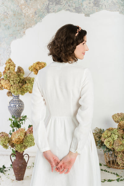 Classic Dress, Long Sleeve, White Magnolia