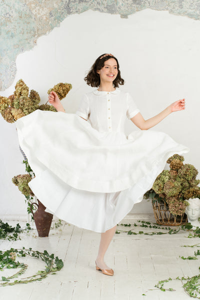 Classic Dress, Short Sleeve, White Magnolia