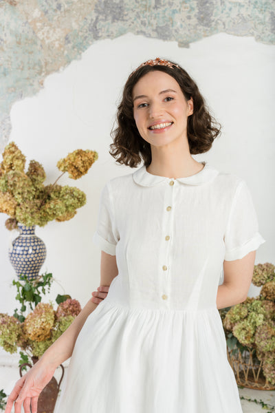 Classic Dress, Short Sleeve, White Magnolia