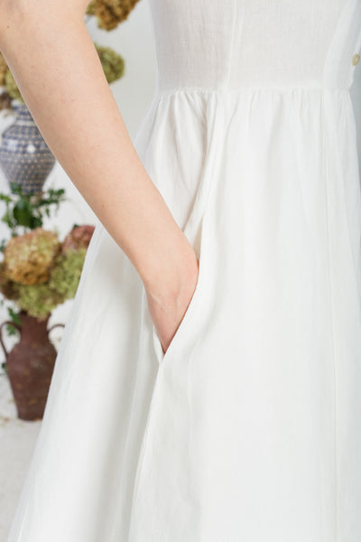 Classic Dress, Short Sleeve, White Magnolia