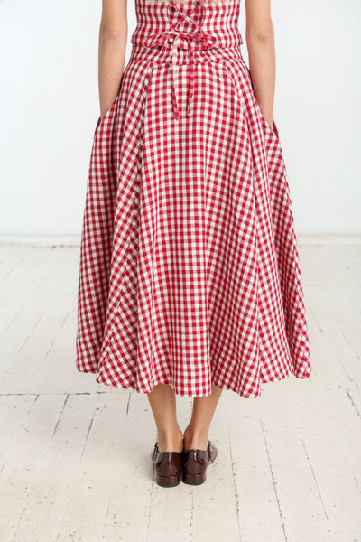 Evelyn Skirt, Red Gingham #color_red-gingham