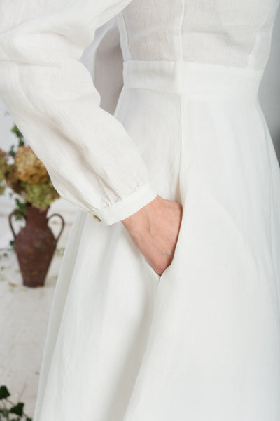 Bridget Dress, Long Sleeve, White Magnolia