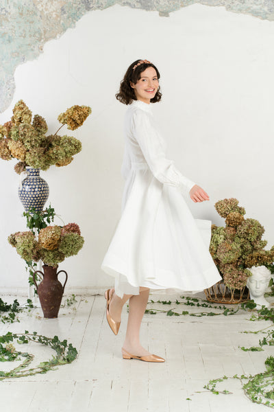Abigail Dress, Long Sleeve, White Magnolia