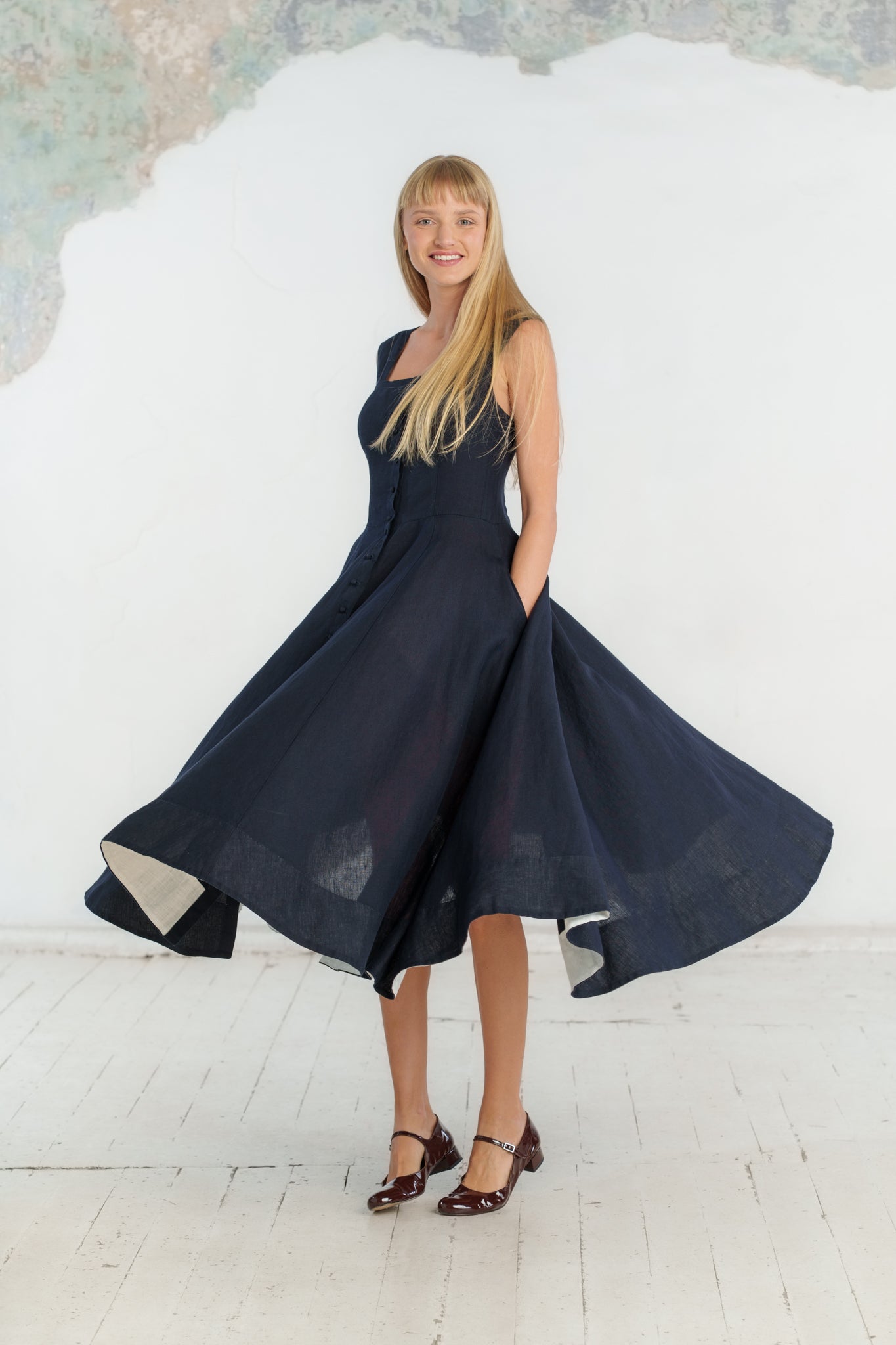 Underhill Dress, Sleeveless, Night Navy#color_night-navy