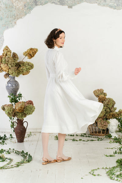 Abigail Dress, Long Sleeve, White Magnolia