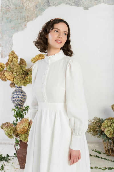 Abigail Dress, Long Sleeve, White Magnolia