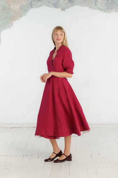 Darcy Dress, Short Sleeve, Marsala Red#color_marsala-red