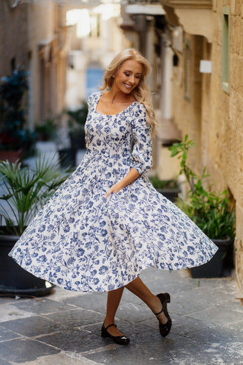 Carmen Dress, 3/4 Sleeve, Ink Rose
#color_ink-rose