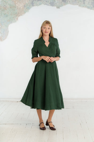 Darcy Dress, Short Sleeve, Evergreen#color_evergreen