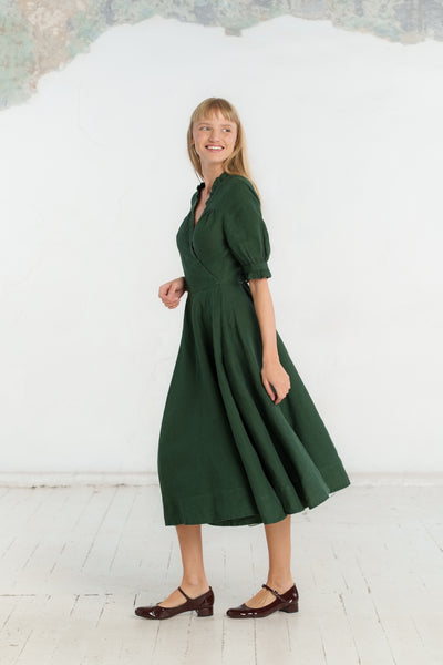 Darcy Dress, Short Sleeve, Evergreen#color_evergreen