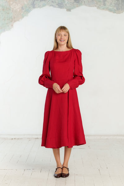 Hawthorn Dress, Long Sleeve, Red Poppy#color_red-poppy