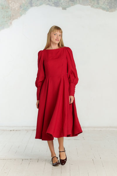 Hawthorn Dress, Long Sleeve, Red Poppy#color_red-poppy