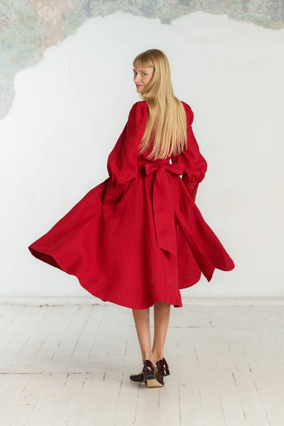 Hawthorn Dress, Long Sleeve, Red Poppy#color_red-poppy