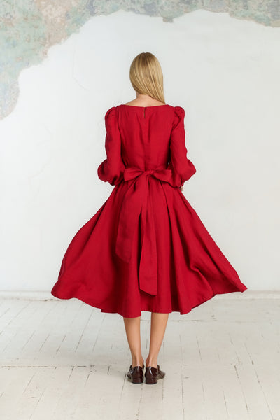 Hawthorn Dress, Long Sleeve, Red Poppy#color_red-poppy