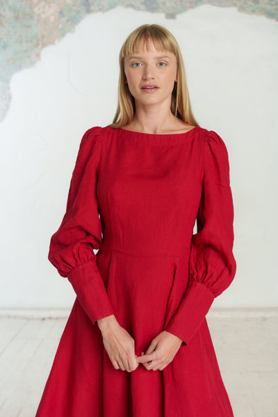 Hawthorn Dress, Long Sleeve, Red Poppy#color_red-poppy