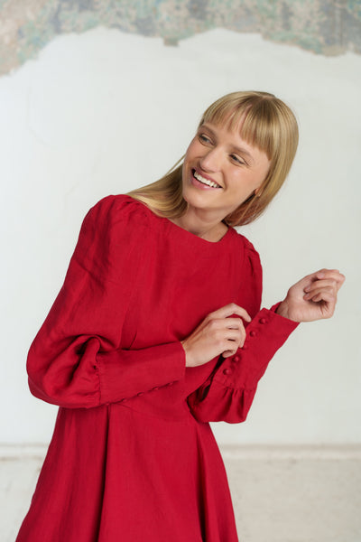 Hawthorn Dress, Long Sleeve, Red Poppy#color_red-poppy