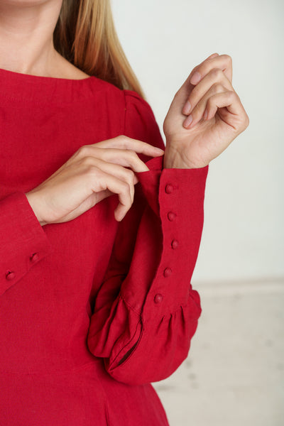 Hawthorn Dress, Long Sleeve, Red Poppy#color_red-poppy