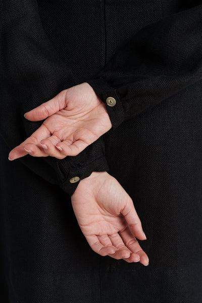 Kelly Dress, Long Sleeve, Black Herringbone#color_black-herringbone
