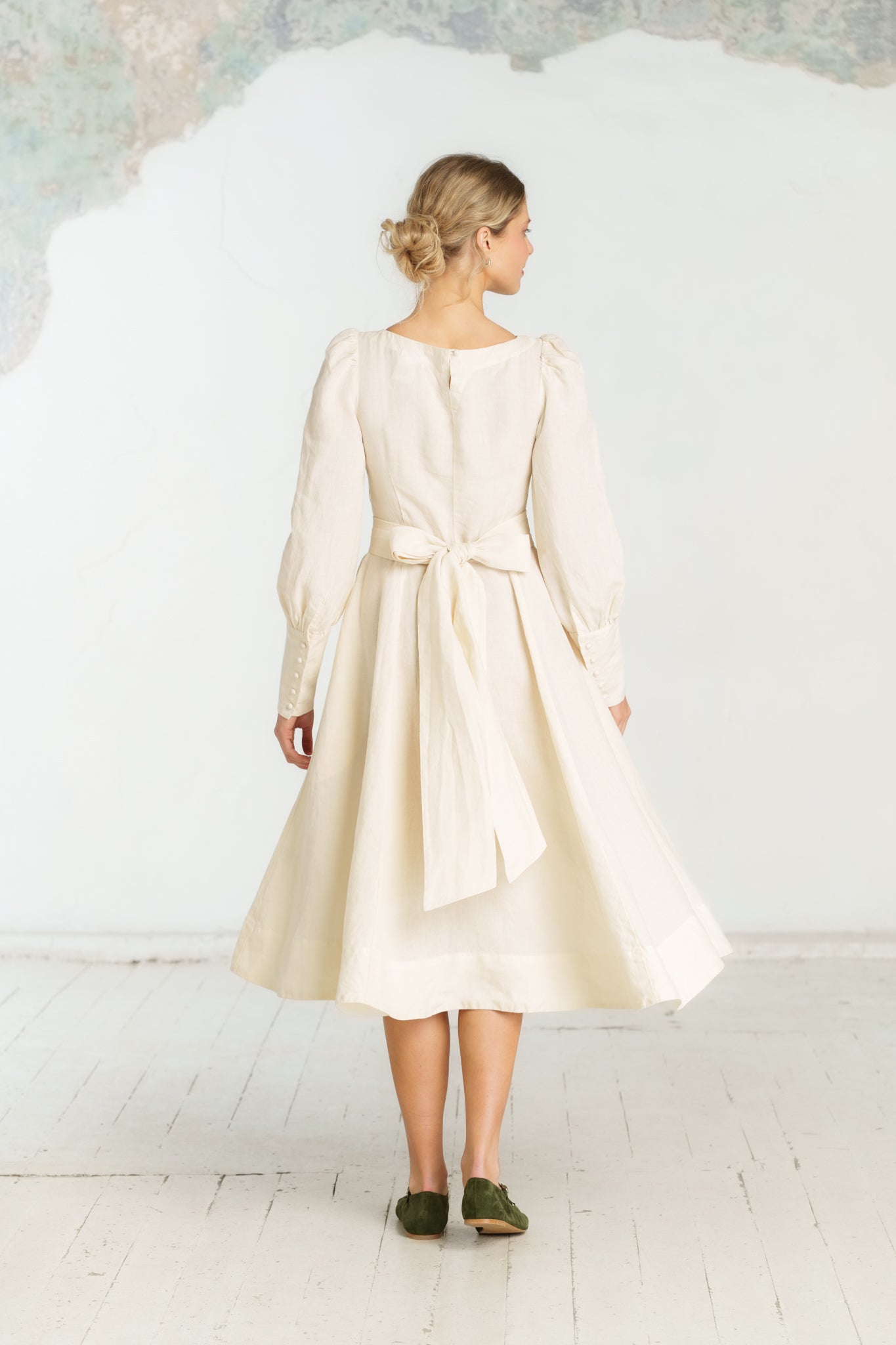 Hawthorn Dress, Long Sleeve, Milky White#color_milky-white