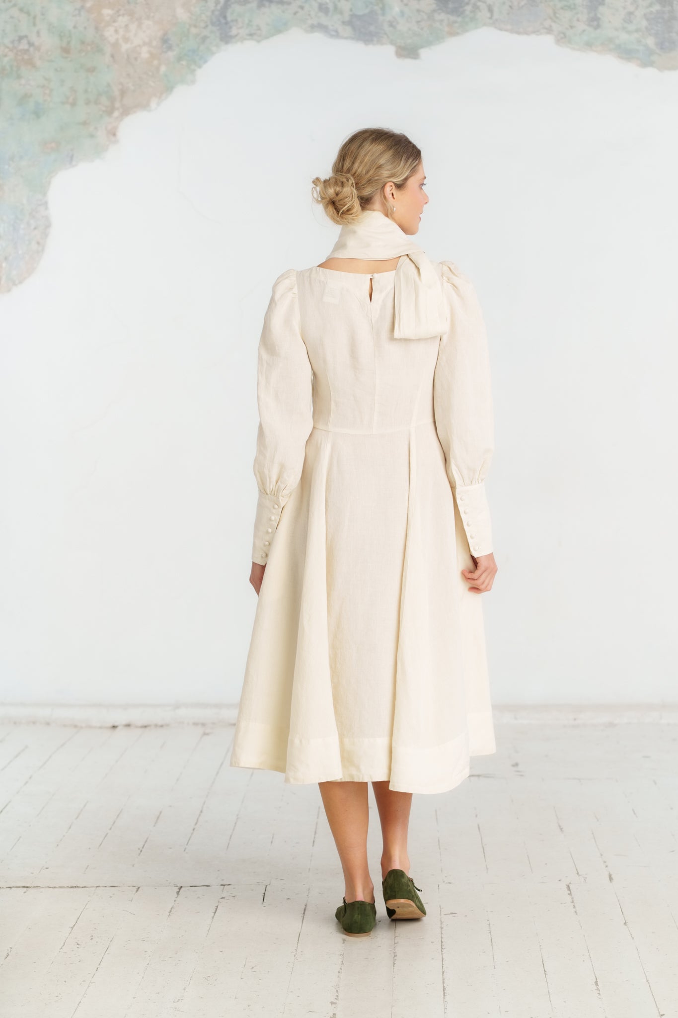 Hawthorn Dress, Long Sleeve, Milky White#color_milky-white