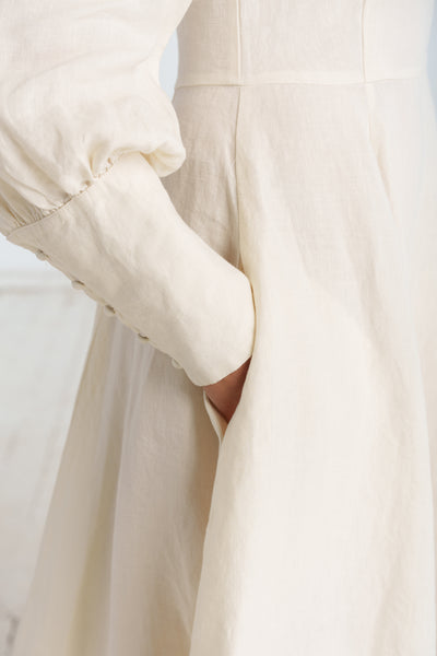 Hawthorn Dress, Long Sleeve, Milky White#color_milky-white