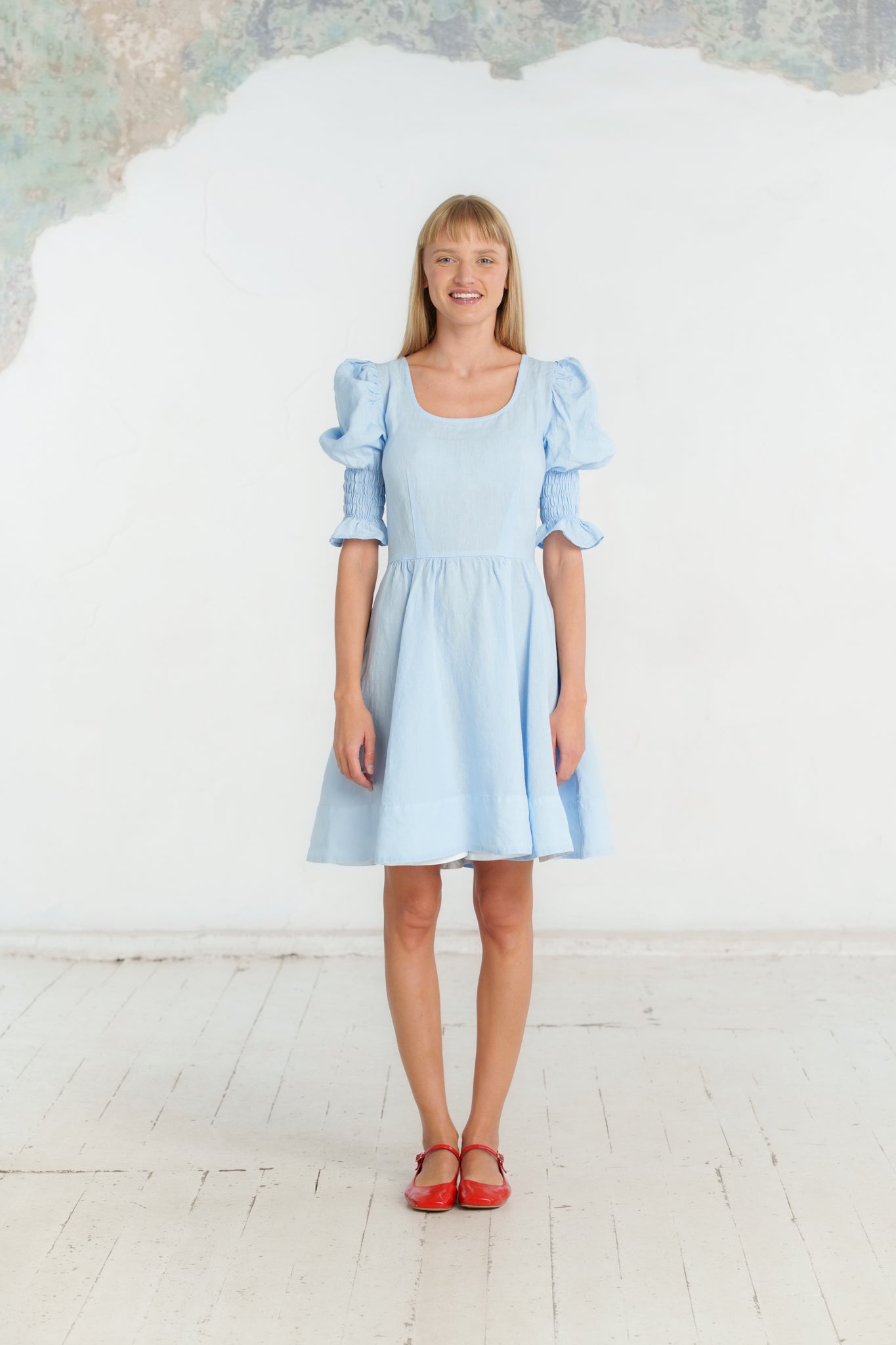 Mini Rebecca Dress, Short Sleeve, Skye Blue#color_skye-blue