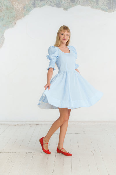 Mini Rebecca Dress, Short Sleeve, Skye Blue#color_skye-blue