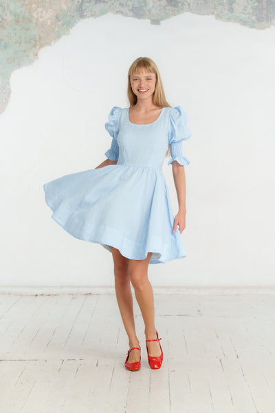 Mini Rebecca Dress, Short Sleeve, Skye Blue#color_skye-blue