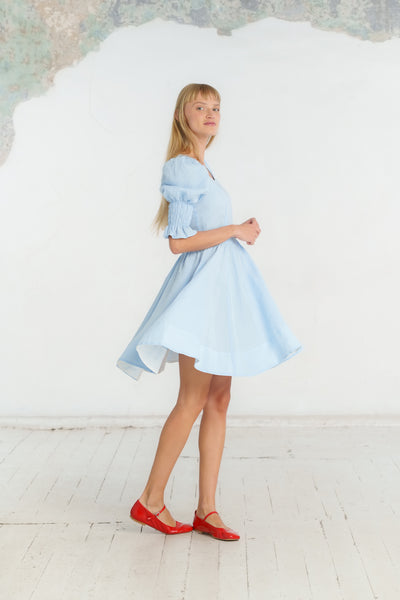 Mini Rebecca Dress, Short Sleeve, Skye Blue#color_skye-blue