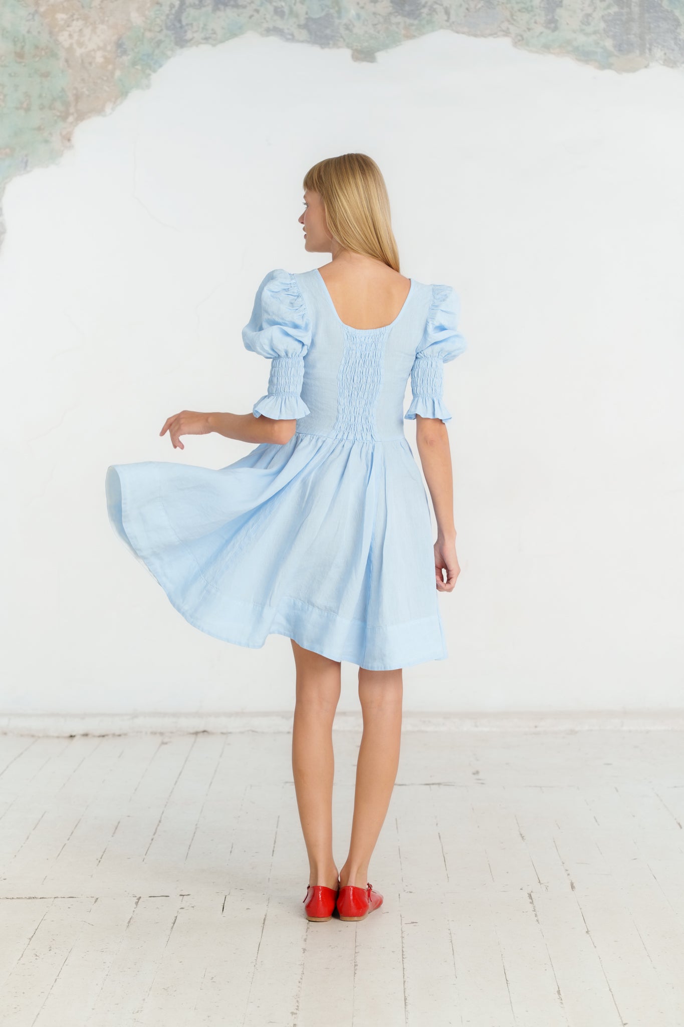 Mini Rebecca Dress, Short Sleeve, Skye Blue#color_skye-blue
