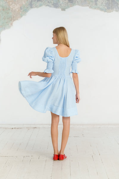 Mini Rebecca Dress, Short Sleeve, Skye Blue#color_skye-blue