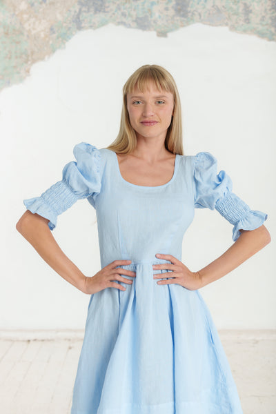 Mini Rebecca Dress, Short Sleeve, Skye Blue#color_skye-blue
