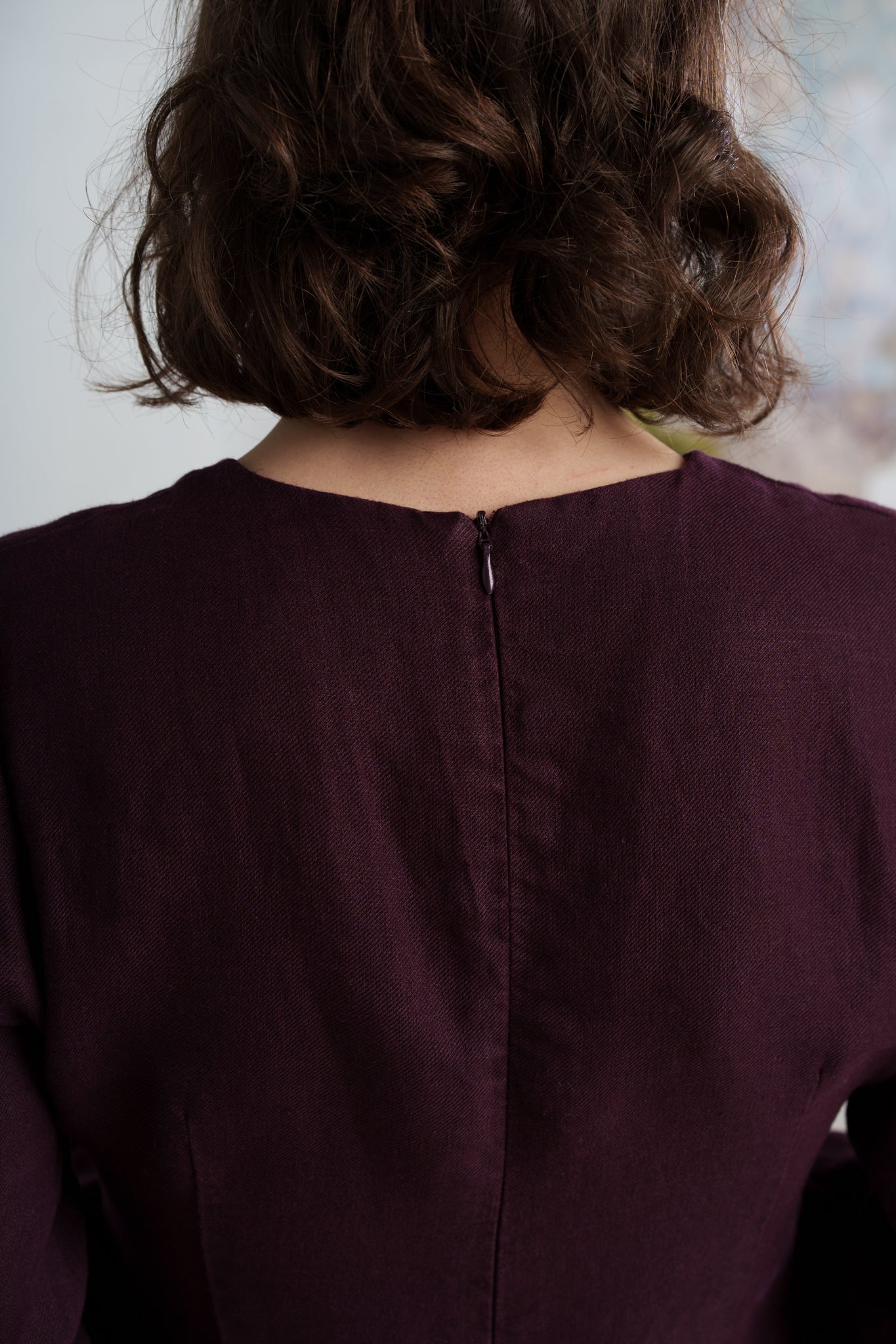 Kelly Dress, Long Sleeve, Twill Linen, Royal Grape#color_royal-grape