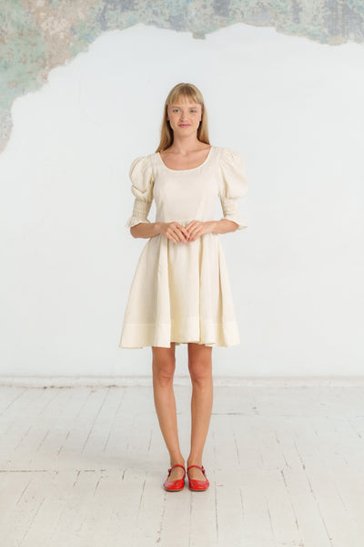 Mini Rebecca Dress, Short Sleeve, Milky White#color_milky-white