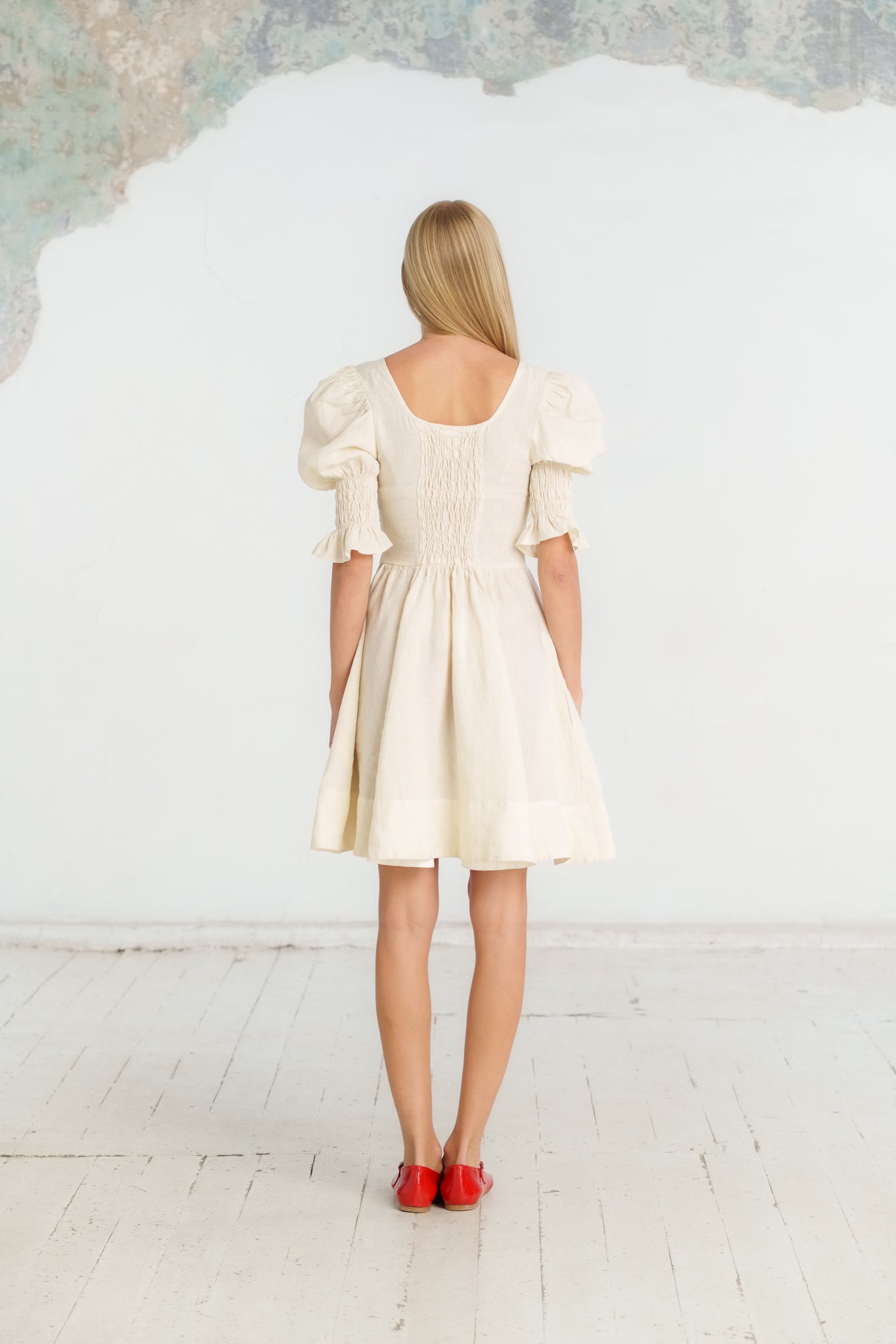 Mini Rebecca Dress, Short Sleeve, Milky White#color_milky-white